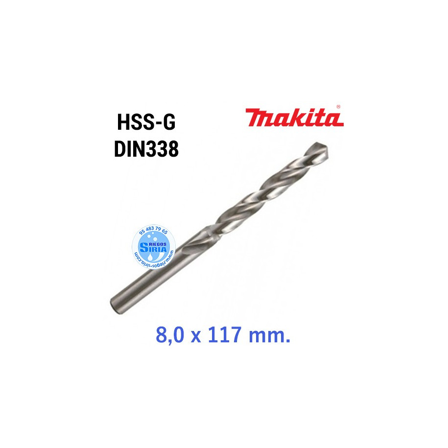 Broca para Metal HSS-G DIN338 8,0 x 117 mm. D-09787