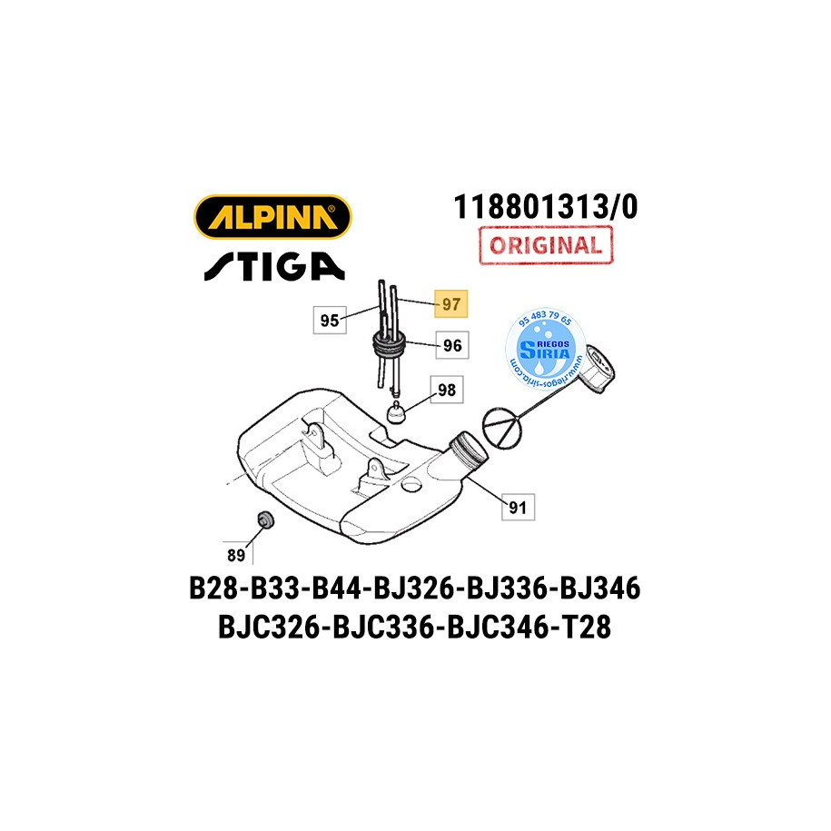 Tubo Gasolina 3 x 1 x 160 Original B28 B28D B28J B28JD B33 B33D B44 B44D BJ326 BJ336 BJ346 BJC326 BJC336 BJC346 T28J 160279