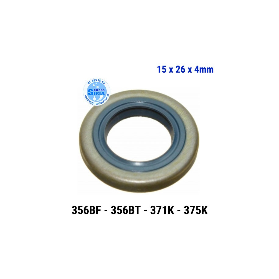 Retén Cigüeñal compatible 356BF 356BT 371K 375K 15x26x4mm 030227