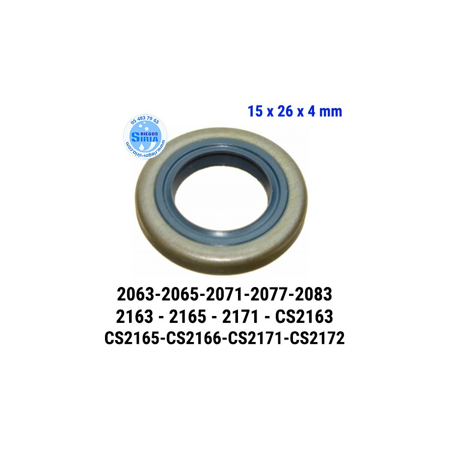 Retén Cigüeñal compatible 2063 2065 2071 2077 2083 2163 2165 2171 CS2163 CS2165 CS2166 CS2171 CS2172 15x26x4mm 030227