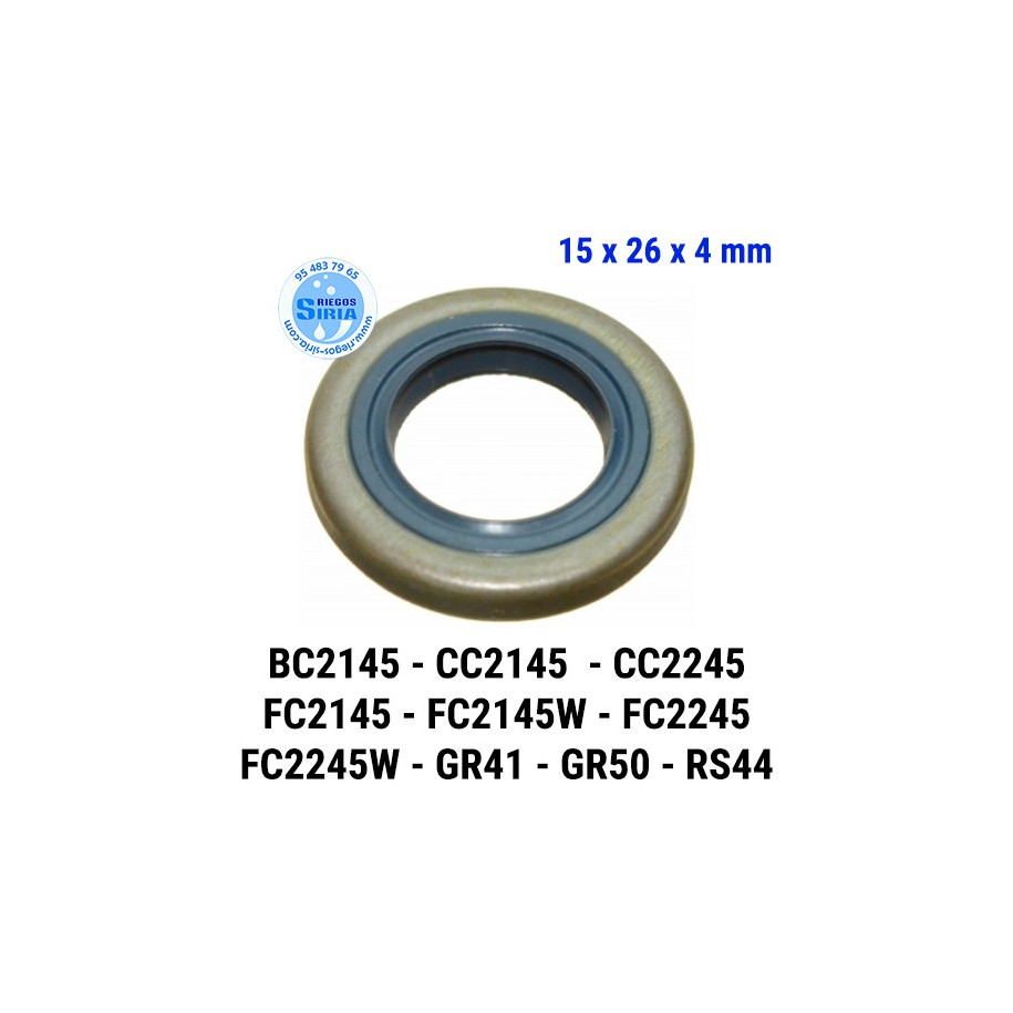 Retén Cigüeñal compatible BC2145 CC2145 CS2245 FC2145 FC2145S FC2145W FC2245 FC2245W GR41 GR51 RS44 15x26x4mm 030227