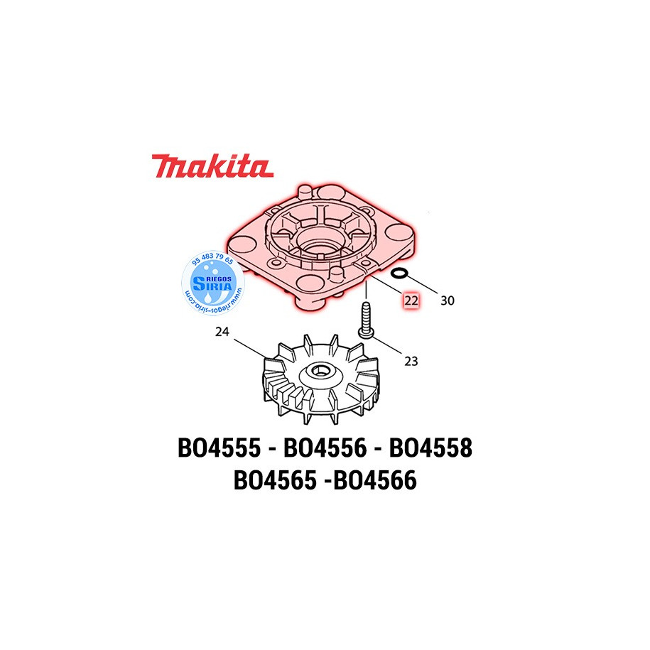 Caja Rodamiento Original Makita BO4555, BO4556, BO4558, BO4565, BO4566 450070-3