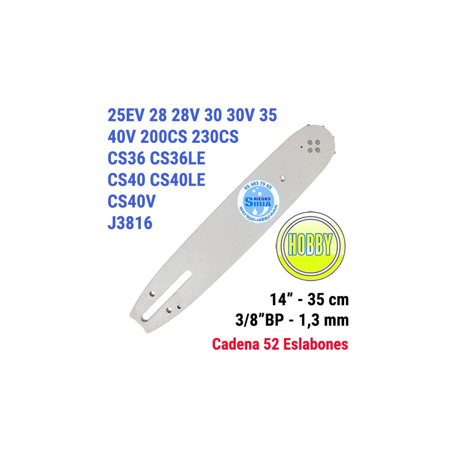 Espada Hobby 3/8"BP 1,3mm 35cm adap 25EV 28 30 35 40V 200CS 230CS CS36 CS40 J3816 120045