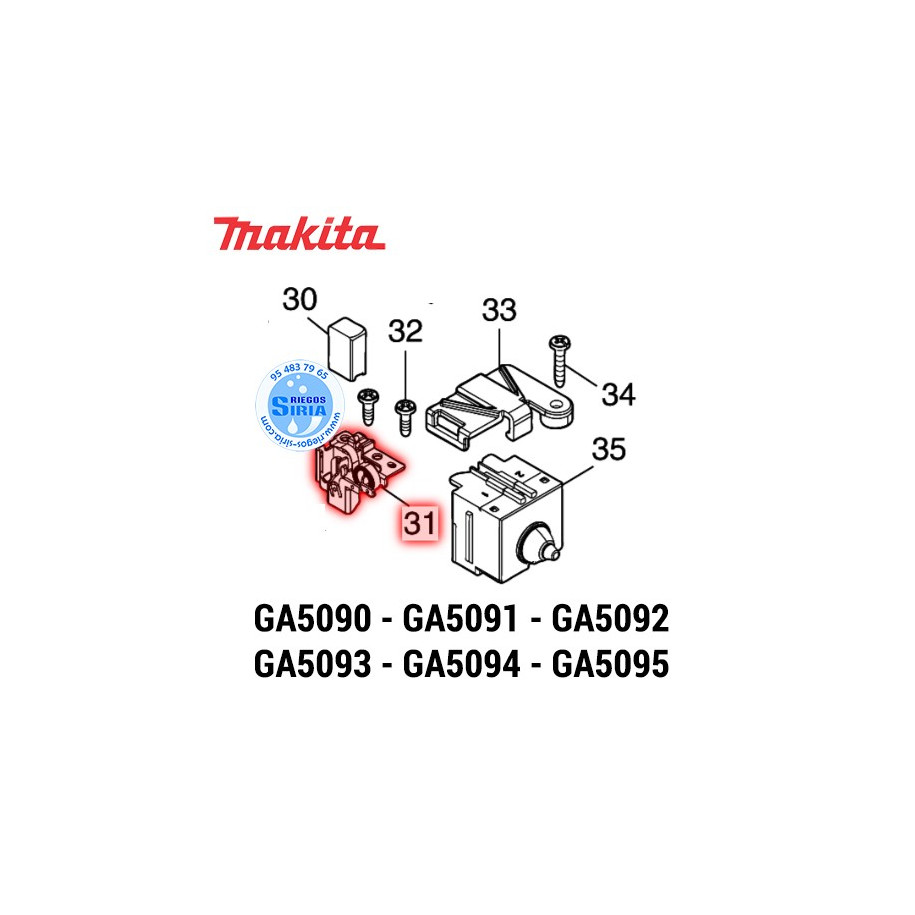 Portaescobillas Original Makita GA5090 GA5091 GA5092 GA5093 GA5094 GA5095 644011-1