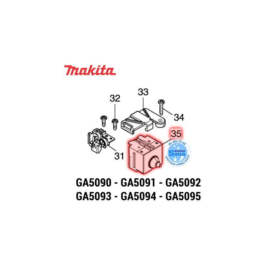 Interruptor FPC-2115T-0-02 Original Makita GA5090 GA5091 GA5092 GA5093 GA5094 GA5095 650028-4