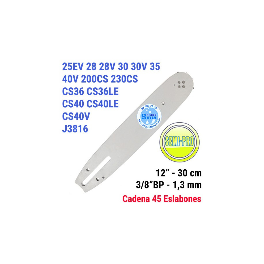 Espada SemiPro 3/8"BP 1,3mm 30cm adap 25EV 28 30 35 40V 200CS 230CS CS36 CS40 J3816 120783