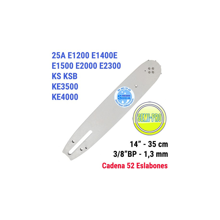 Espada SemiPro 3/8"BP 1,3mm 35cm adap 25A E1200 E1400E E1500 E2000 E2300 KS KSB KE3500 KE4000 120594