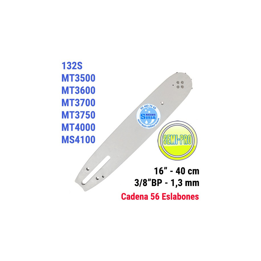 Espada SemiPro 3/8"BP 1,3mm 40cm adap 132S MT3500 MT3600 MT3700 MT3750 MT4000 MT4100SP 120595