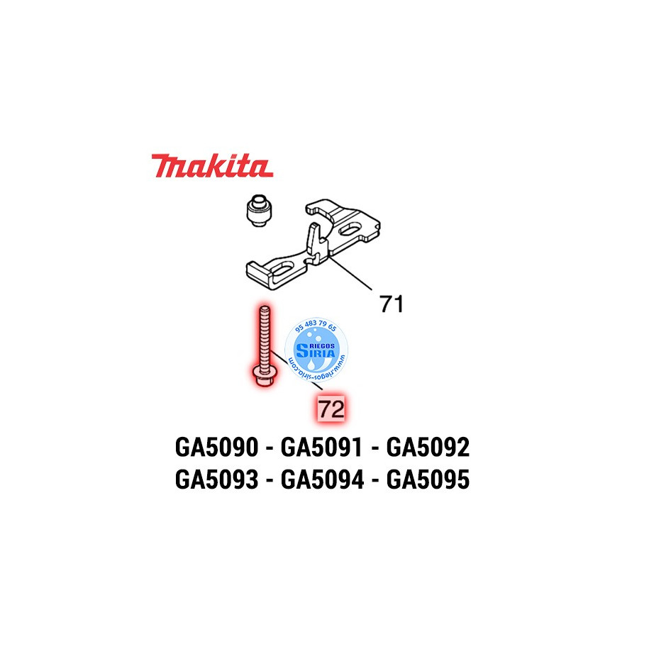 Perno H.S.H M4X35 con WG Original Makita GA5090 GA5091 GA5092 GA5093 GA5094 GA5095 265C21-9