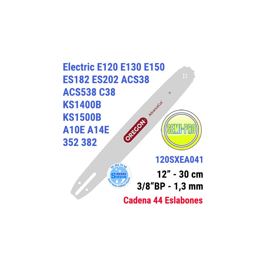 Espada Oregon 120SXEA041 3/8"BP 1,3mm 30cm Alpina Electric E120 E130 E150 ES182 ES202 ACS38 ACS538 C38 KS1400B KS1500B 120599