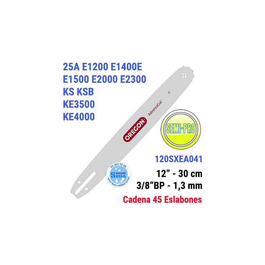 Espada Oregon 120SXEA041 3/8"BP 1,3mm 30cm Alko 25A E1200 E1400E E1500 E2000 E2300 KS KSB KE3500 KE4000 120599