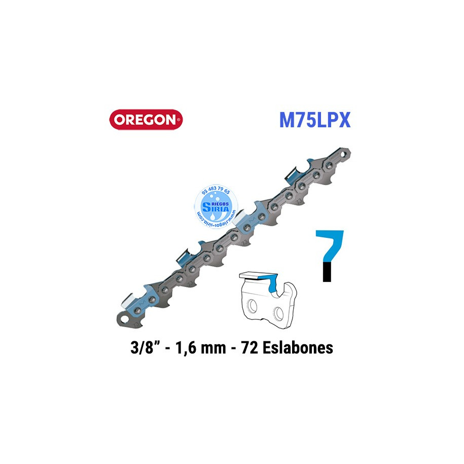 Cadena Oregon Duracut M75LPX 3/8" 1,6mm 72 Eslabones 120619