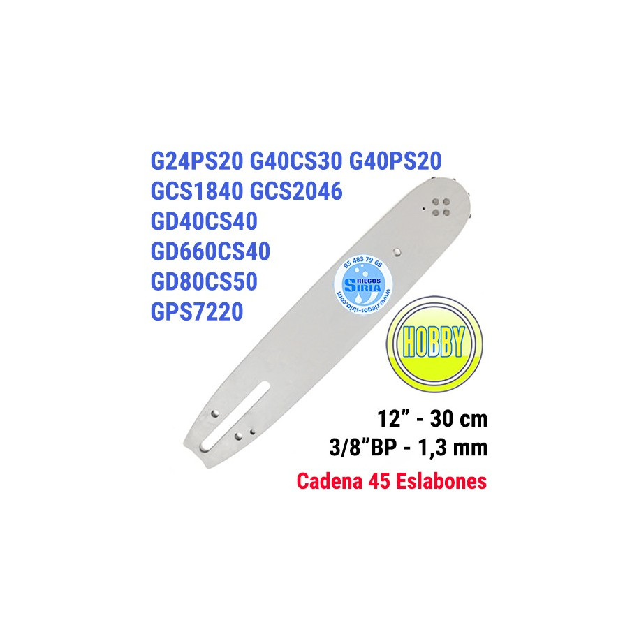 Espada Hobby 3/8"BP 1,3mm 30cm adap G24PS20 G40CS30 G40PS20 GCS1840 GCS2046 GD40CS40 GD80CS50 GD660CS40 GPS7220 120044