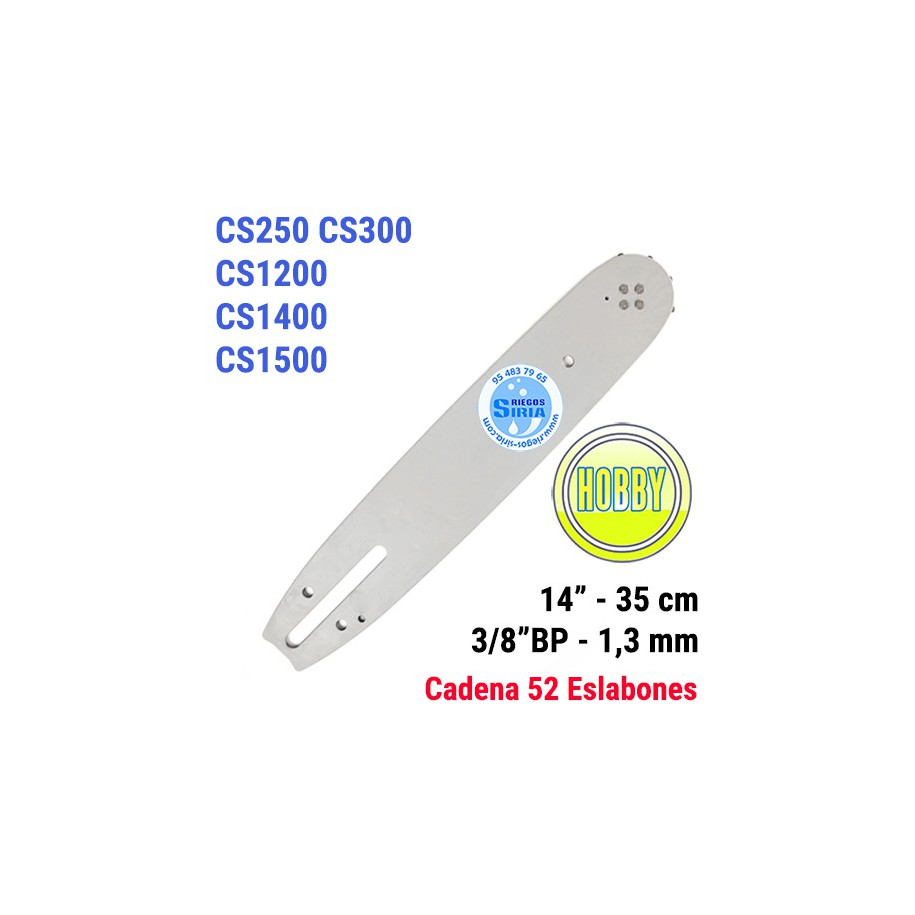 Espada Hobby 3/8"BP 1,3mm 35cm adap CS250 CS300 CS1200 CS1400 CS1500 120045