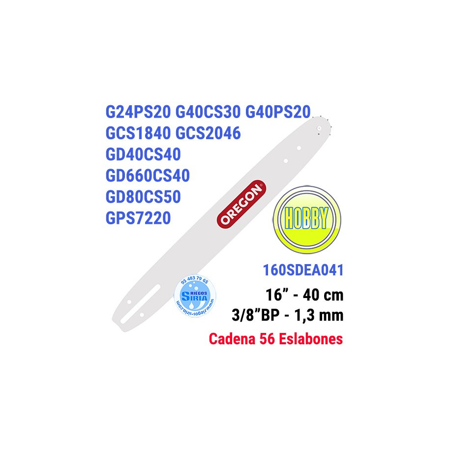 Espada Oregon 160SDEA041 3/8"BP 1,3mm 40cm Greenworks G24PS G40CS G40PS GCS1840 GCS2046 GD40CS40 GD80CS50 GD660CS40 GPS7220 1...