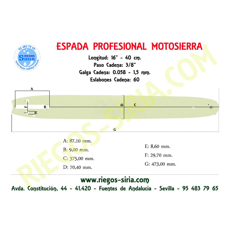 Espada Hobby 3/8" 1,5mm 40cm adap 300 120083