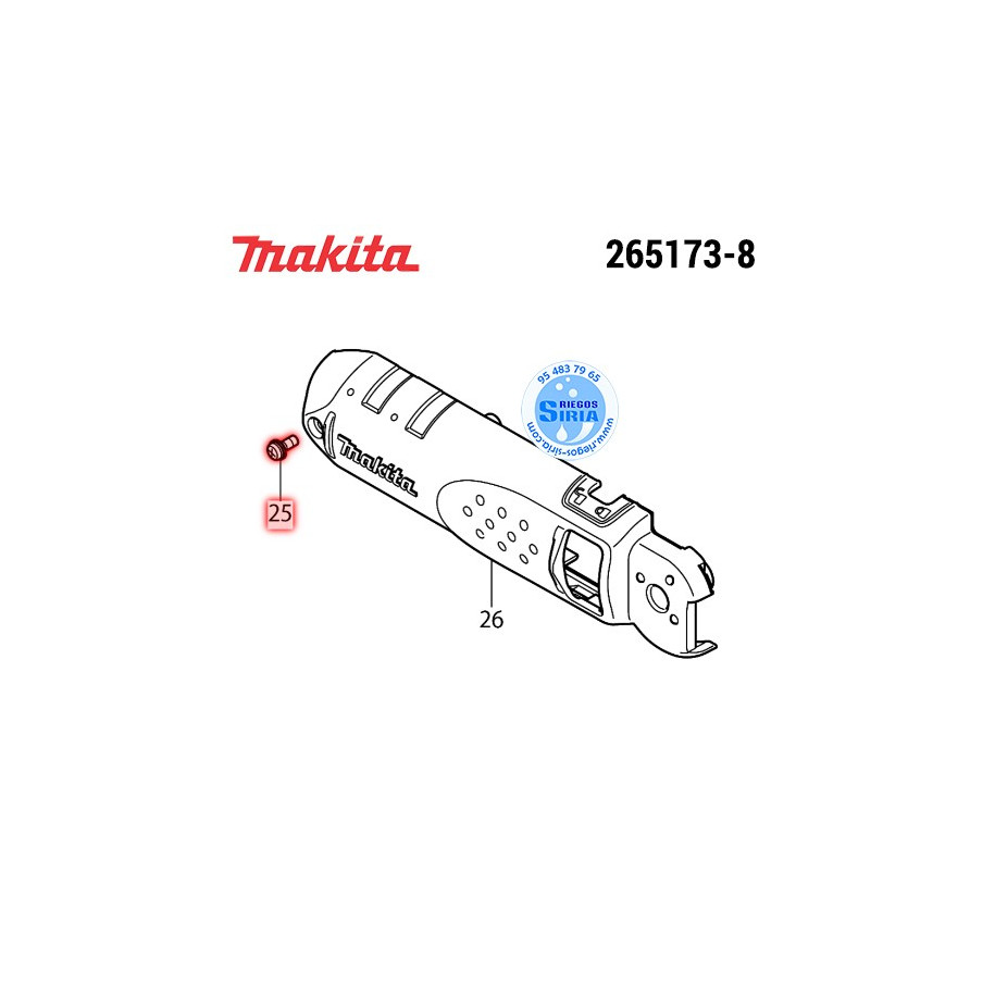 Tornillo M3x8 TD020DSE Original Makita 265173-8 265173-8