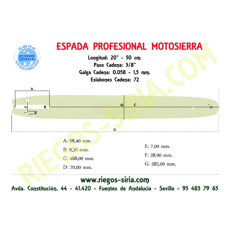 Espada SemiPro 3/8" 1,5mm 50cm adap DCS6100 DCS6101 DCS6400 DCS6401 DCS6421 DCS7300 DCS7301 DCS7900 DCS7901 DCS9000 DCS9010 1...