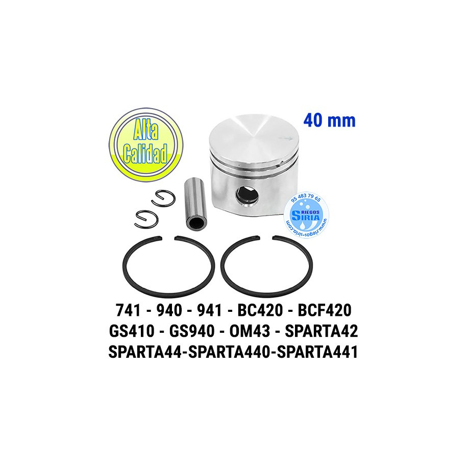 Pistón Completo compatible 741 940 941 BC420 BCF420 GS410 GS940 OM43 Sparta42 Sparta44 Sparta440 Sparta441 40mm 090073