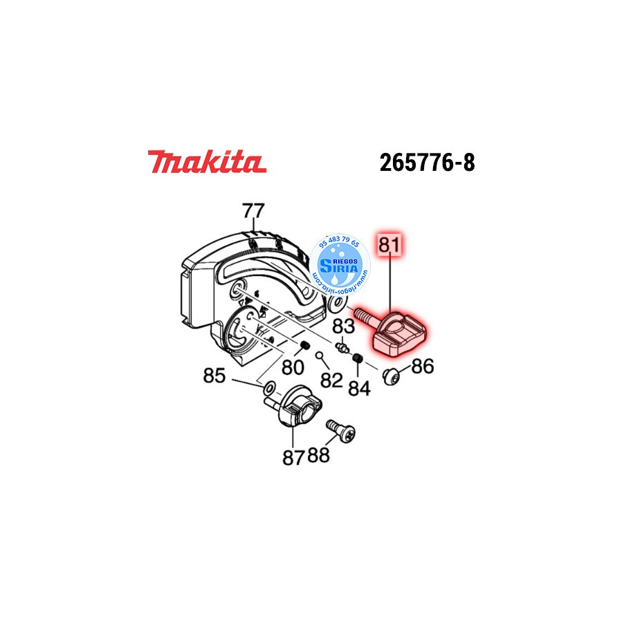 Tornillo Mariposa m6x26 Original Makita 265776-8 265776-8