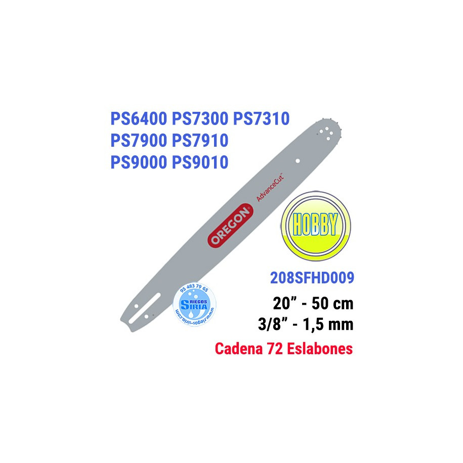 Espada Oregon 208SFHD009 3/8" 1,5mm 50cm Dolmar PS6400 PS7300 PS7310 PS7900 PS7910 PS9000 PS9010 120644