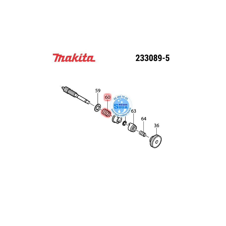 Muelle de Compresión 12 Original Makita 233089-5 233089-5