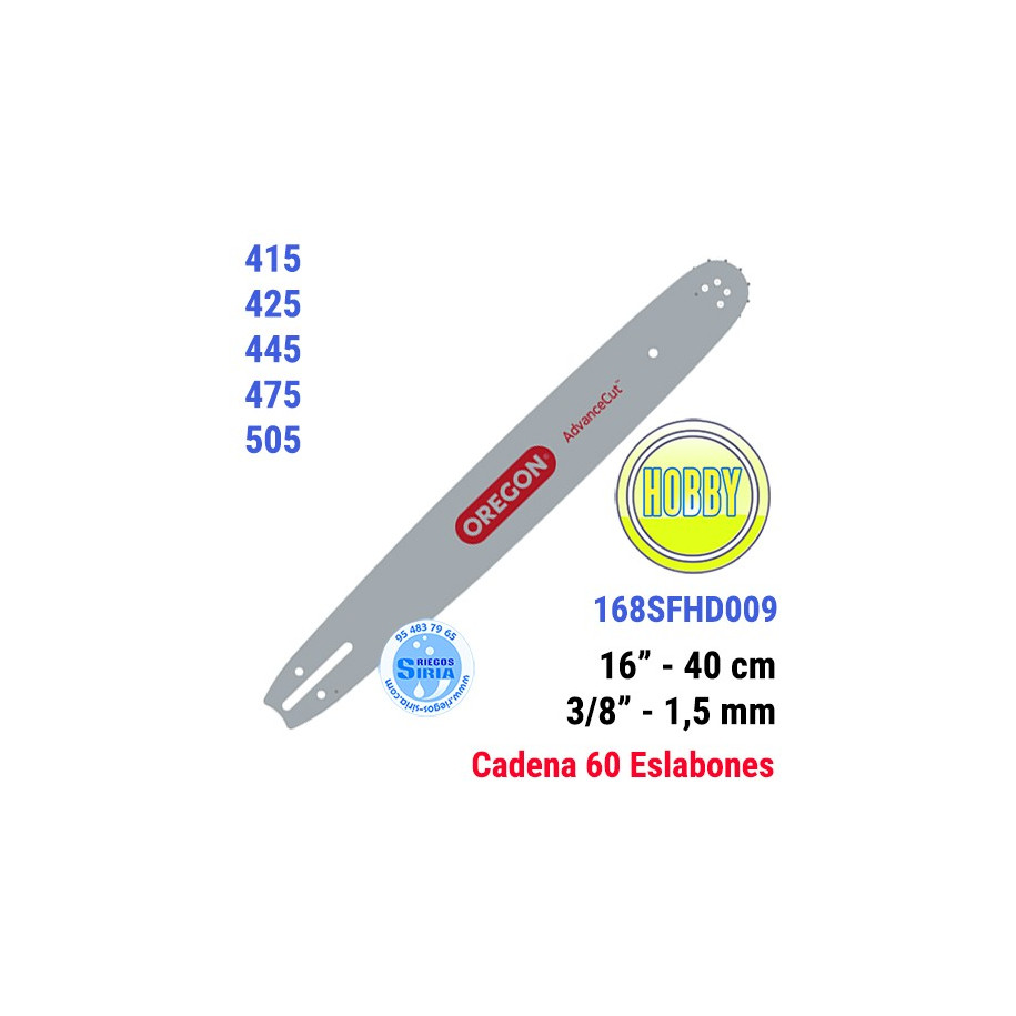 Espada Oregon 168SFHD009 3/8" 1,5mm 40cm Poulan 415 425 445 475 505 120642