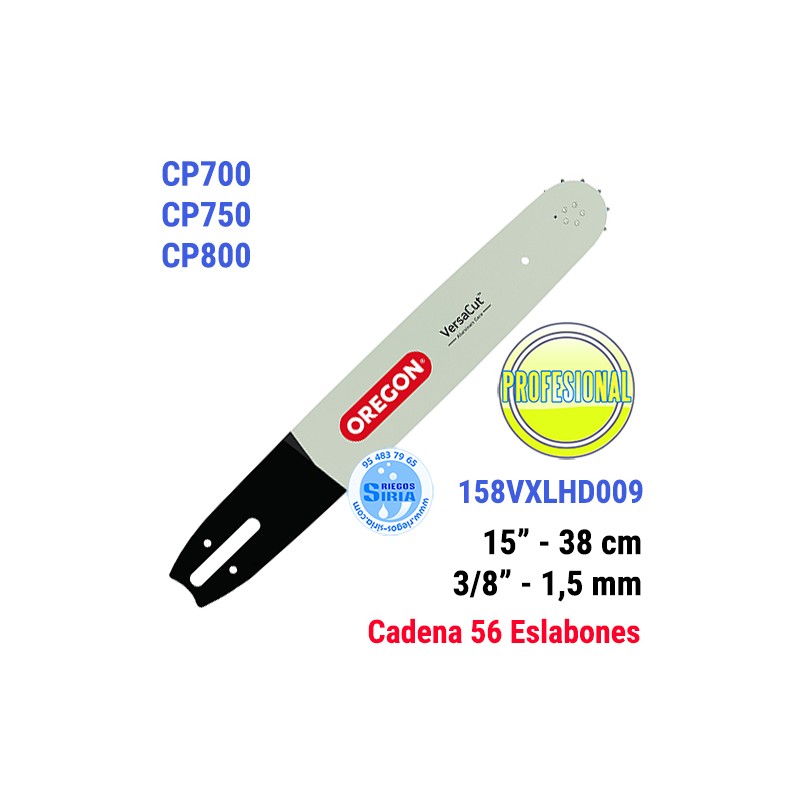 Espada Oregon 158VXLHD009 3/8" 1,5mm 38cm Castor CP700 CP750 CP800 120645