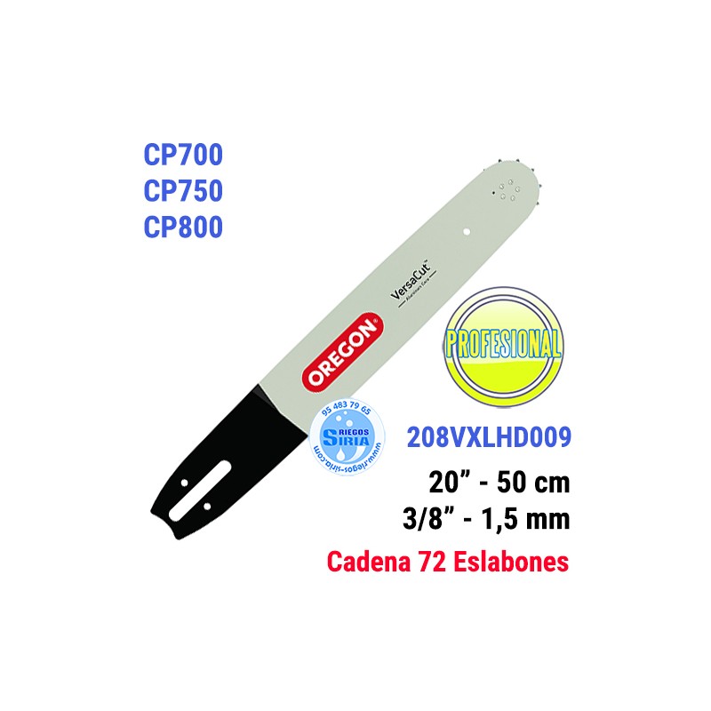 Espada Oregon 208VXLHD009 3/8" 1,5mm 50cm Castor CP700 CP750 CP800 120798