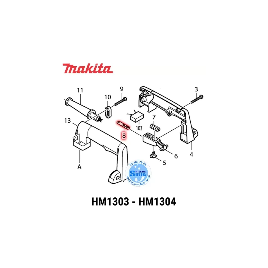 PLACA de BLOQUEO Makita HM1303 HM1303B HM1304 HM1304B