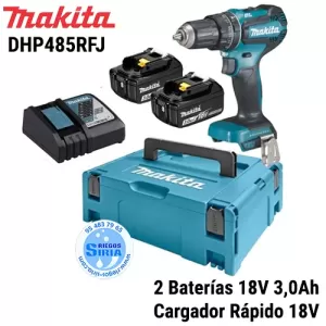 DHP485RFJ Makita Taladro PERCUTOR 18V 50 Nm 2 Baterías 3Ah