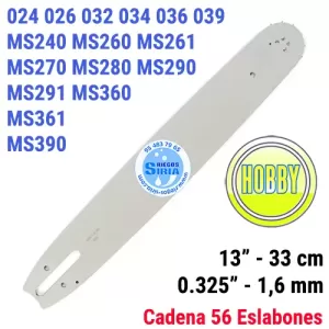 ESPADA 0.325" 1,6mm 33cm 024 026 034 036 039 MS261 MS291