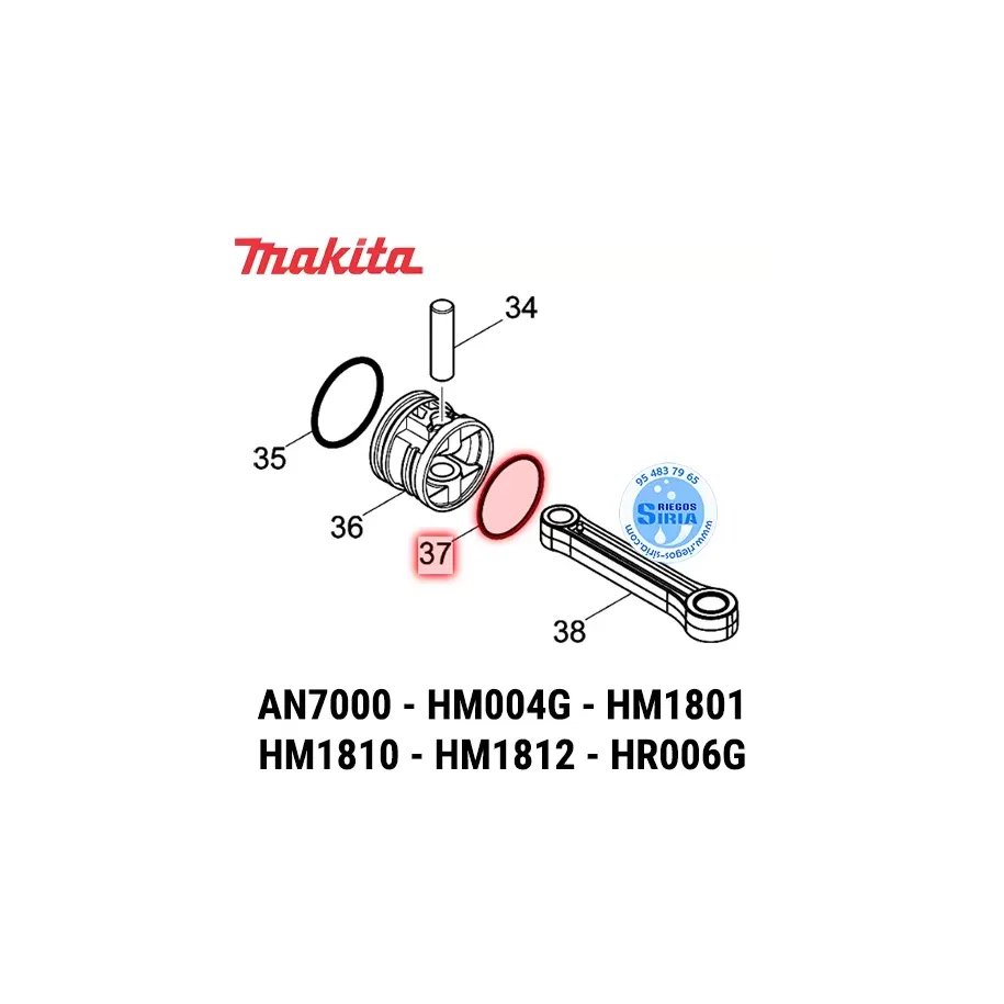 213662-7 Junta TÓRICA 55 Original Herramientas Makita