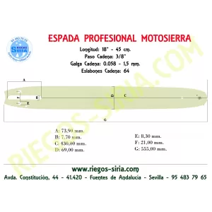 188SLHK095 ESPADA Motosierra ALPINA 3/8" 1.5mm 45cm