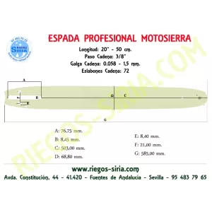 208SLHK095 ESPADA Motosierra ALPINA 3/8" 1.5mm 50cm