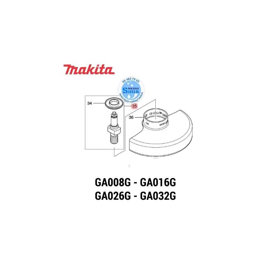 EJE DISCO COMPLETO Makita GA008G GA016G GA026G GA032G