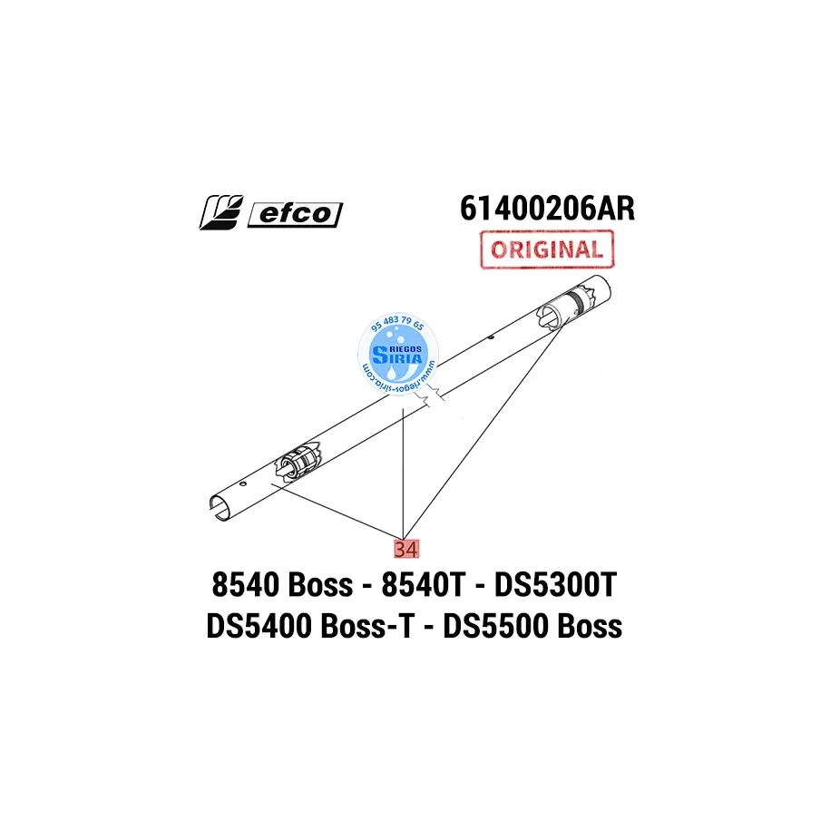 61400206AR TUBO de TRANSMISION 32mm Efco ORIGINAL