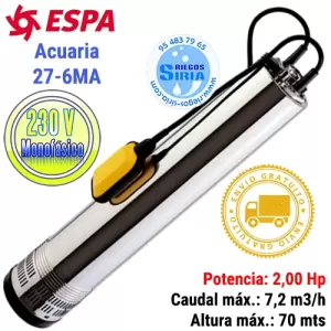 Espa Acuaria 27-6 MA 2CV 230V: Potencia y Eficiencia