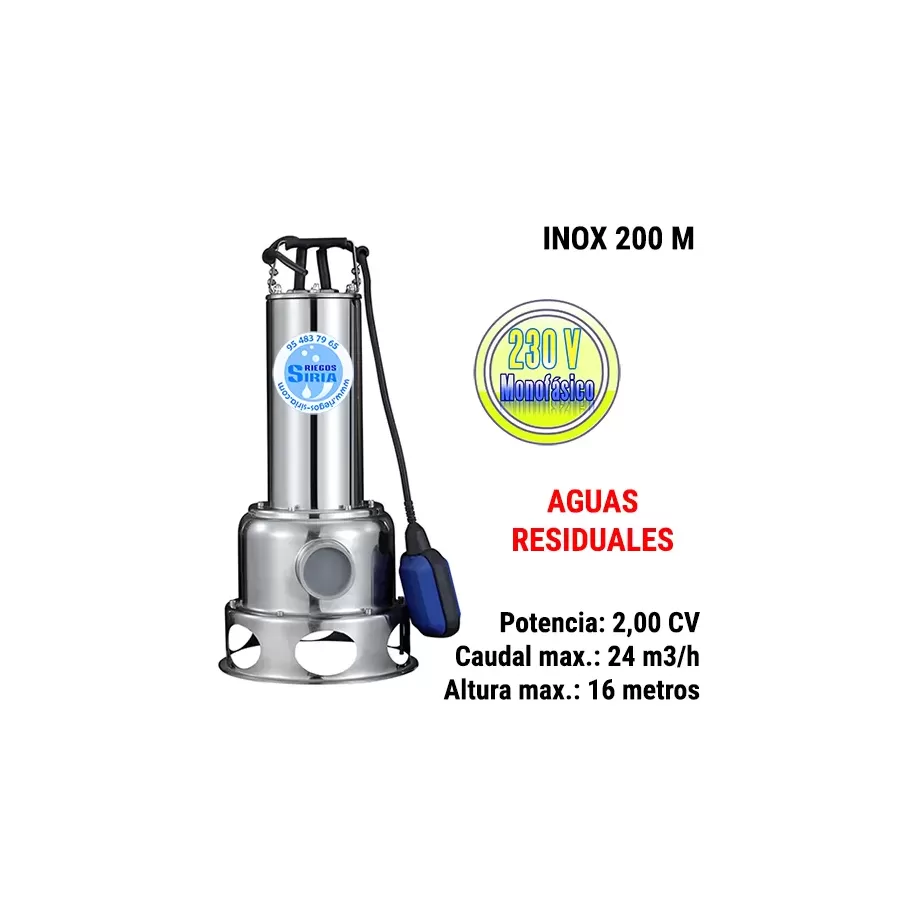 BOMBA Sumergible ACHIQUE Aguas RESIDUALES 2 Hp 230V