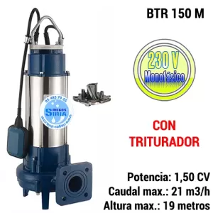 Bomba Achique 1.5CV 230V con TRITURADOR: Potente y Duradera