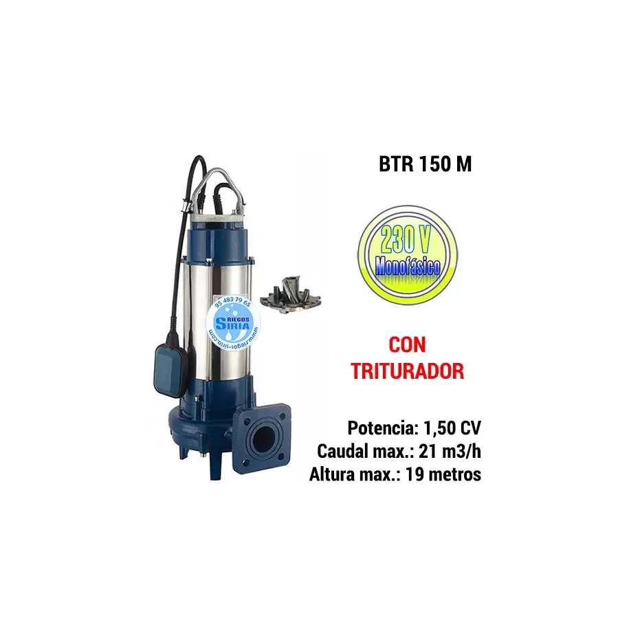 Bomba Achique 1.5CV 230V con TRITURADOR: Potente y Duradera