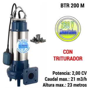 Bomba Achique 2CV 230V con TRITURADOR: Potente y Duradera