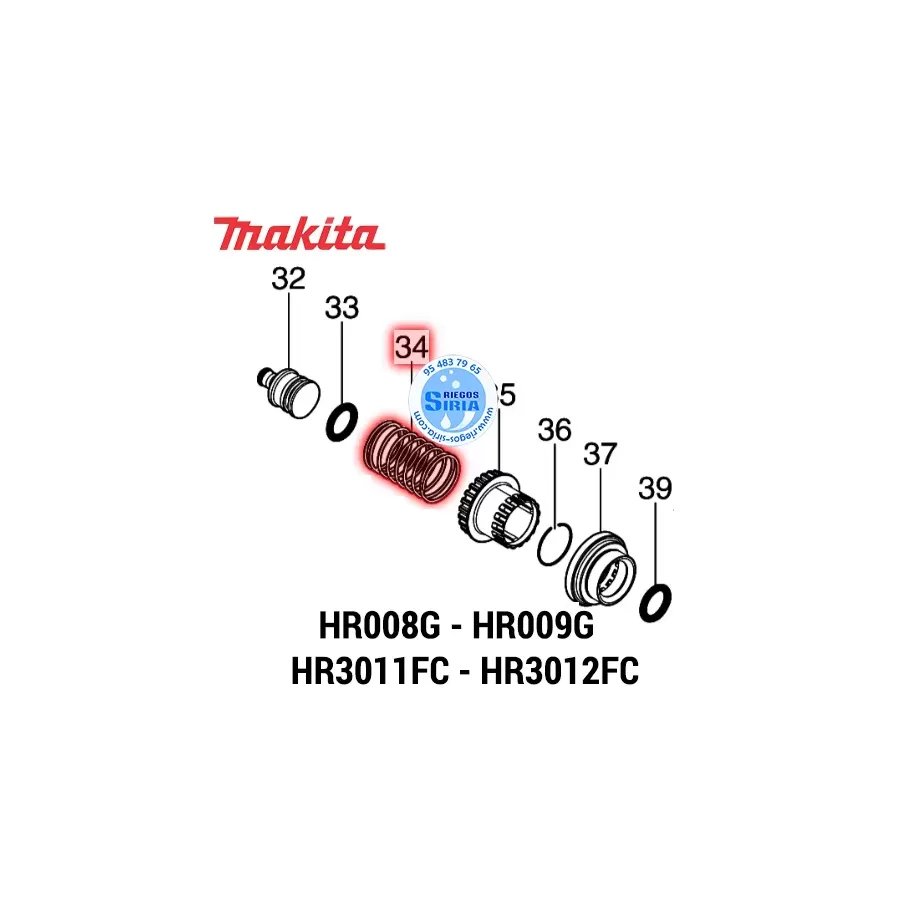 MUELLE COMPRESIÓN 27 Makita HR008G HR009G HR3011FC HR3012FC