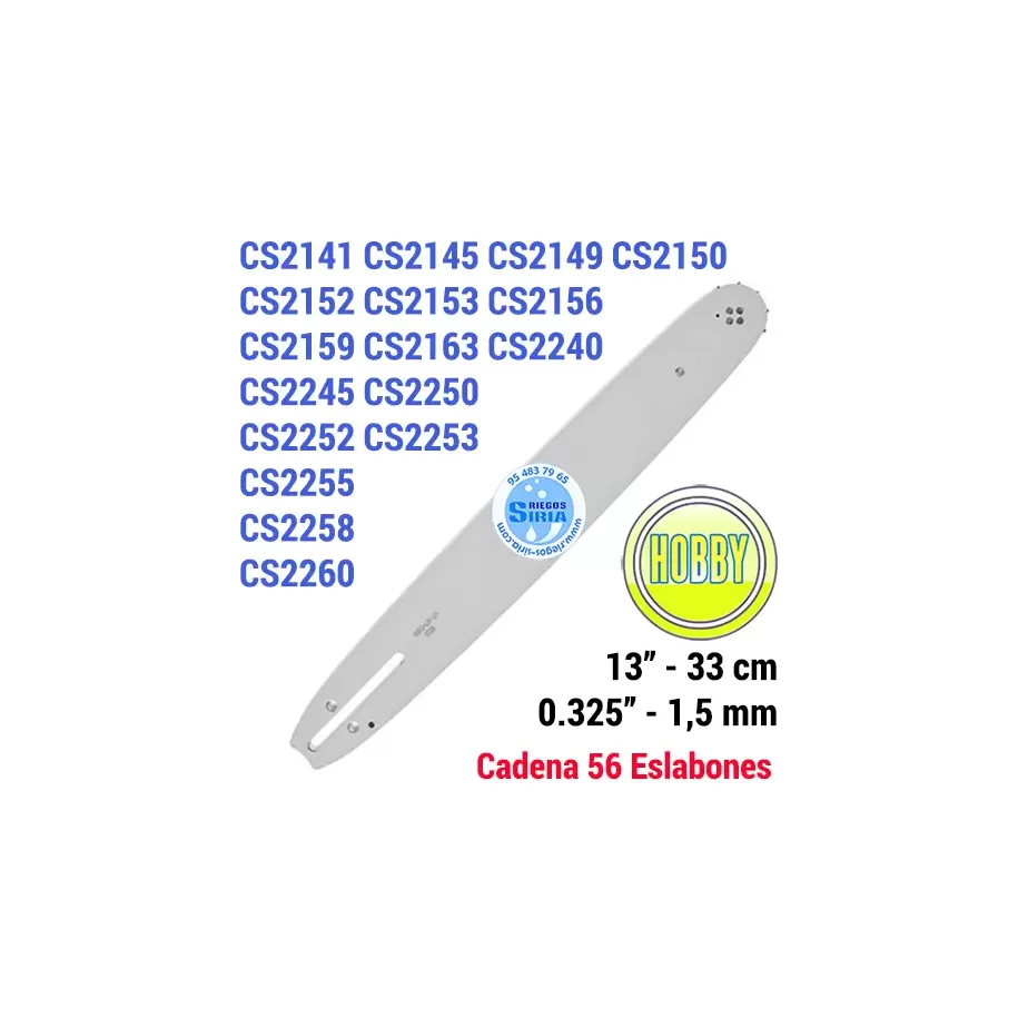 138PXBK095 BARRA Guía Motosierra JONSERED 0.325" 1,5mm 33cm