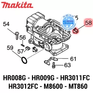 PERNO GUÍA Makita HR008G HR009G HR3011FC HR3012FC M8600 MT860