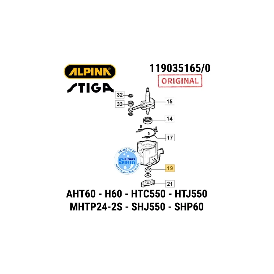 RETÉN de Cigüeñal AHT60 H60 HTC550 HTJ550 SHJ550 SHP60