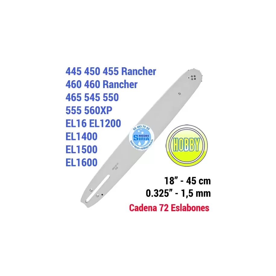 188PXBK095 BARRA Guía HUSQVARNA 0.325" 1,5mm 45cm