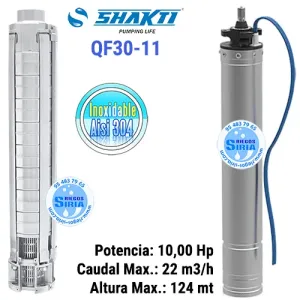 BOMBA Sumergible SHAKTI QF30-11 con MOTOR Sumergido de 10CV