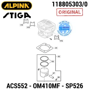 CILINDRO Completo Alpina ACS552 OM410MF Stiga SP526