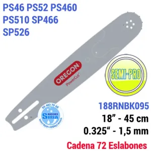 188RNBK095 Oregon BARRA Puntera RECAMBIABLE  0.325" 45cm